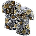 Personalized 3D Tropical Plant Pineapples Black Old Gold T-Shirt for Performance Wear Personalized Black Old Gold 3D Tropical