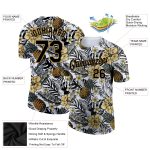 Personalized 3D Tropical Plant Pineapples Black Old Gold T-Shirt for Performance Wear Personalized Black Old Gold 3D Tropical