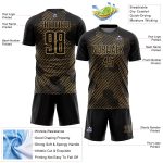 Custom Name Number Black Gold Abstract Hexagon Soccer Jersey Uniform Personalized Personalized Black Old Gold Abstract Hexagon