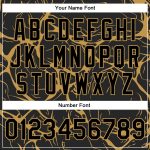 Custom Black Gold Abstract 3D Bomber Varsity Letterman Jacket - Full-Snap Design Personalized Black Old Gold Abstract Network