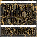 Personalized Black Gold Tiger 3D Bomber Varsity Letterman Jacket - Abstract Network Design Personalized Black Old Gold Abstract