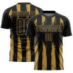 Custom Black and Gold Abstract Stripes Soccer Jersey - Personalized Sublimation Uniform Personalized Black Old Gold Abstract
