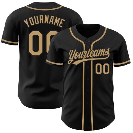 Custom Name and Number Personalized Black Old Gold Baseball Jersey - Authentic Team Gear Personalized Black Old Gold Authentic