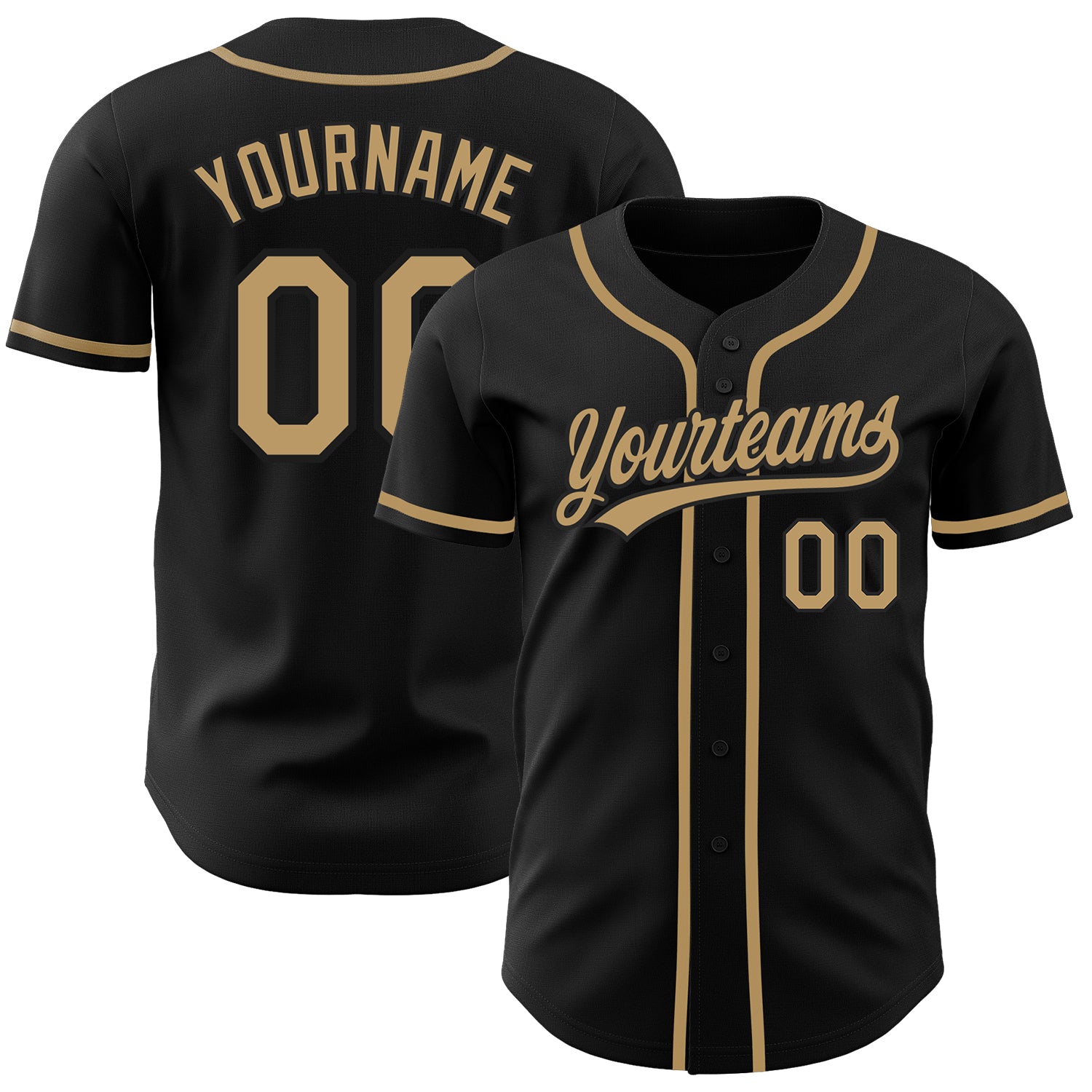 Custom Name and Number Personalized Black Old Gold Baseball Jersey - Authentic Team Gear Personalized Black Old Gold Authentic