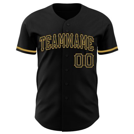 Personalized Black Gold Authentic Baseball Jersey for Men and Women Personalized Black Old Gold Authentic Baseball Jersey