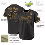Custom Name and Number Vintage Black and Gold Baseball Jersey - Personalized Authentic Team Apparel Personalized Black Old