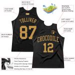 Custom Black Old Gold Basketball Jersey with Personalized Name and Number - Authentic Throwback Team Style Personalized Black