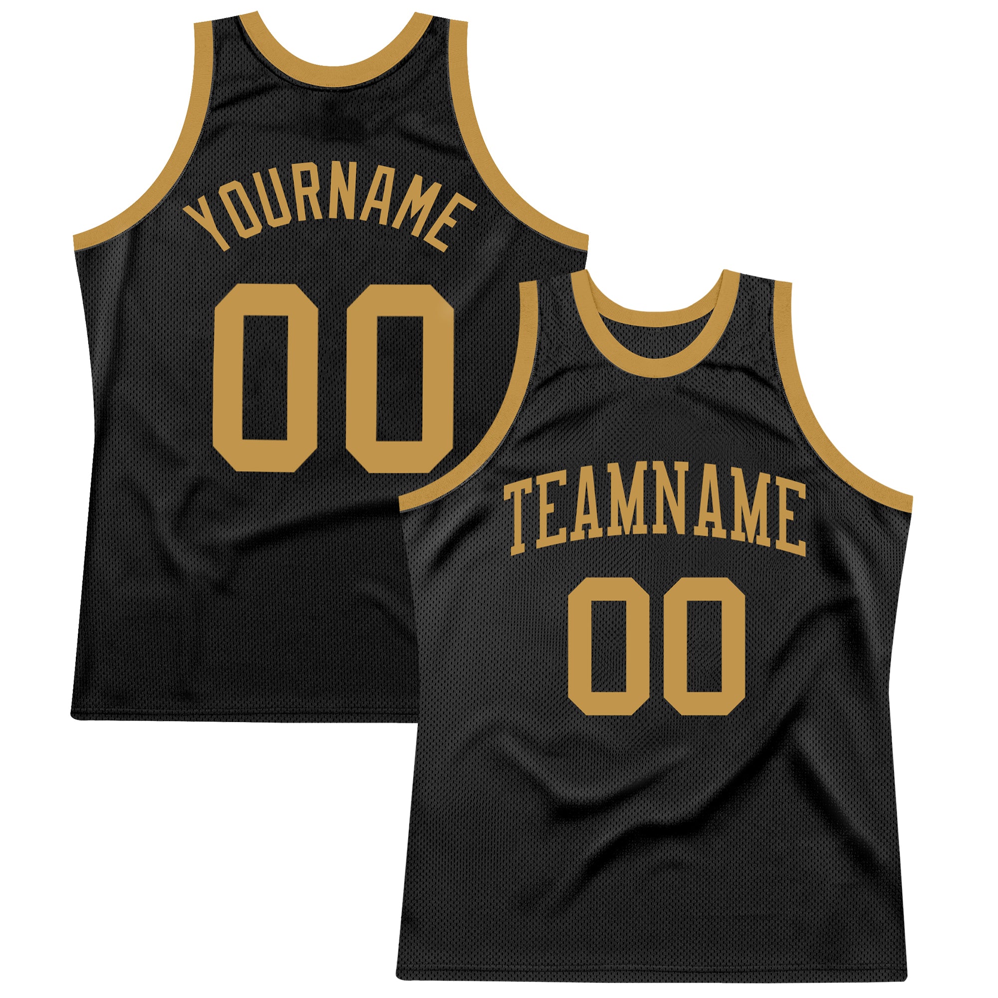 Custom Black Old Gold Basketball Jersey with Personalized Name and Number - Authentic Throwback Team Style Personalized Black