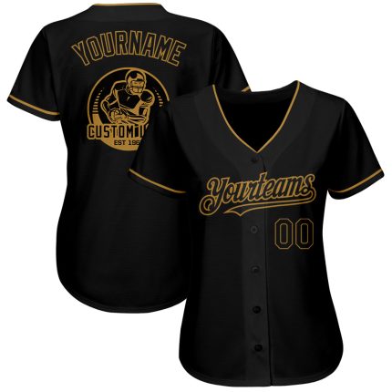 Personalized Black Gold Baseball Jersey for Men and Women - Custom Design 3 Personalized Black Old Gold Baseball Jersey 3