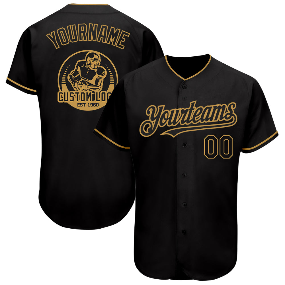 Personalized Black Gold Baseball Jersey for Men and Women - Custom Design 3 Personalized Black Old Gold Baseball Jersey 3