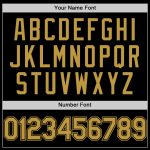 Personalized Black Gold Varsity Letterman Hoodie Jacket Bomber Full-Snap Personalized Black Old Gold Bomber Full-Snap Varsity