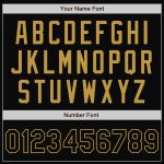 Personalized Black Gold Varsity Letterman Bomber Full-Snap Jacket Personalized Black Old Gold Bomber Full-Snap Varsity Letterman