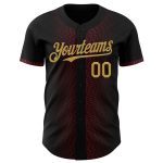 Personalized 3D Geometric Shapes Black Old Gold Burgundy Baseball Jersey Personalized Black Old Gold-Burgundy 3D Geometric