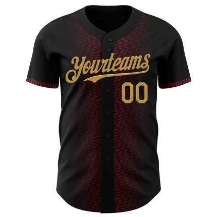 Personalized 3D Geometric Shapes Black Old Gold Burgundy Baseball Jersey Personalized Black Old Gold-Burgundy 3D Geometric