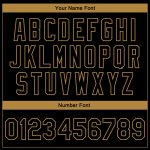 Personalized Black Old Gold Camo 3D Varsity Letterman Bomber Jacket Full-Snap Sleeves Personalized Black Old Gold Camo Sleeves