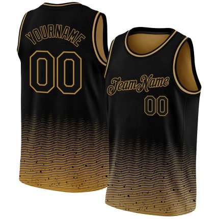 Personalized City Edition Basketball Jersey - Custom Name & Number, Black Old Gold Fade Fashion Jersey Personalized Black