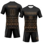 Custom Geometric Shape Volleyball Jersey - Personalized Black Old Gold Team Uniform with Name and Number Personalized Black