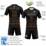 Custom Geometric Shape Volleyball Jersey - Personalized Black Old Gold Team Uniform with Name and Number Personalized Black