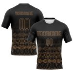 Custom Geometric Shape Volleyball Jersey - Personalized Black Old Gold Team Uniform with Name and Number Personalized Black