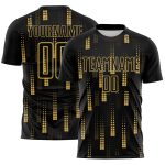 Personalized Black Gold Geometric Soccer Jersey Uniform Sublimation Design Personalized Black Old Gold Geometric Shapes Sublimation