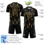 Geometric Shapes Soccer Jersey Custom Name and Number Personalized Black Old Gold Sports Uniform Personalized Black Old Gold