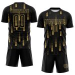 Geometric Shapes Soccer Jersey Custom Name and Number Personalized Black Old Gold Sports Uniform Personalized Black Old Gold