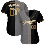 Personalized Authentic Black Gold Gray Fashion Baseball Jersey Custom Name and Number Personalized Black Old Gold-Gray Authentic