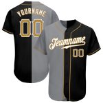 Personalized Authentic Black Gold Gray Fashion Baseball Jersey Custom Name and Number Personalized Black Old Gold-Gray Authentic