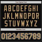Personalized Two Tone Varsity Letterman Bomber Jacket in Black Gold Gray Full-Snap Personalized Black Old Gold-Gray Bomber