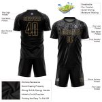 Personalized Black Gold Gray Sublimation Soccer Jersey Uniform for Team Sports Personalized Black Old Gold-Gray Sublimation