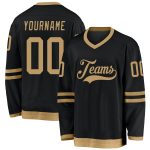 Custom Black Old Gold Hockey Jersey - Personalized Design for Team Spirit Personalized Black Old Gold Hockey Jersey