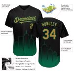 Custom Boston City Edition Fade Baseball Jersey - Personalized Black Gold-Kelly Green 3D Design with Name & Number Personalized