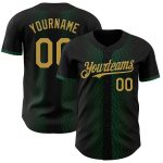 Personalized 3D Geometric Shapes Baseball Jersey in Black, Old Gold & Kelly Green Personalized Black Old Gold-Kelly Green