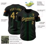Personalized 3D Geometric Shapes Baseball Jersey in Black, Old Gold & Kelly Green Personalized Black Old Gold-Kelly Green