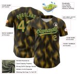 Personalized Black Gold Kelly Green 3D Halftone Dots Baseball Jersey Personalized Black Old Gold-Kelly Green 3D Halftone