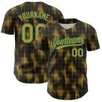 Personalized Black Gold Kelly Green 3D Halftone Dots Baseball Jersey Personalized Black Old Gold-Kelly Green 3D Halftone