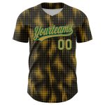 Personalized Black Gold Kelly Green 3D Halftone Dots Baseball Jersey Personalized Black Old Gold-Kelly Green 3D Halftone