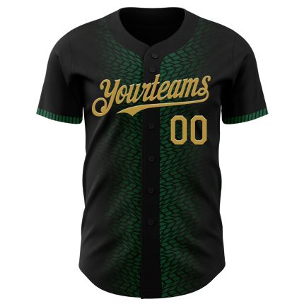 Custom Name and Number Personalized Black and Old Gold 3D Geometric Pattern Baseball Jersey - Team Jersey Personalized Black