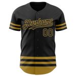 Personalized Black Gold Line Baseball Jersey for Men and Women, Custom Team Apparel Personalized Black Old Gold Line Baseball