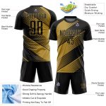 Custom Soccer Jersey with Personalized Name and Number in Black and Old Gold Line Design Personalized Black Old Gold Line