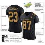 Personalized Black Gold Mesh Football Jersey for Men, Custom Name and Number, Team Spirit Gear Personalized Black Old Gold