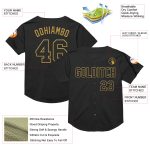 Personalized Black Gold Mesh Throwback Baseball Jersey for Men - Custom Sport Apparel 3 Personalized Black Old Gold Mesh