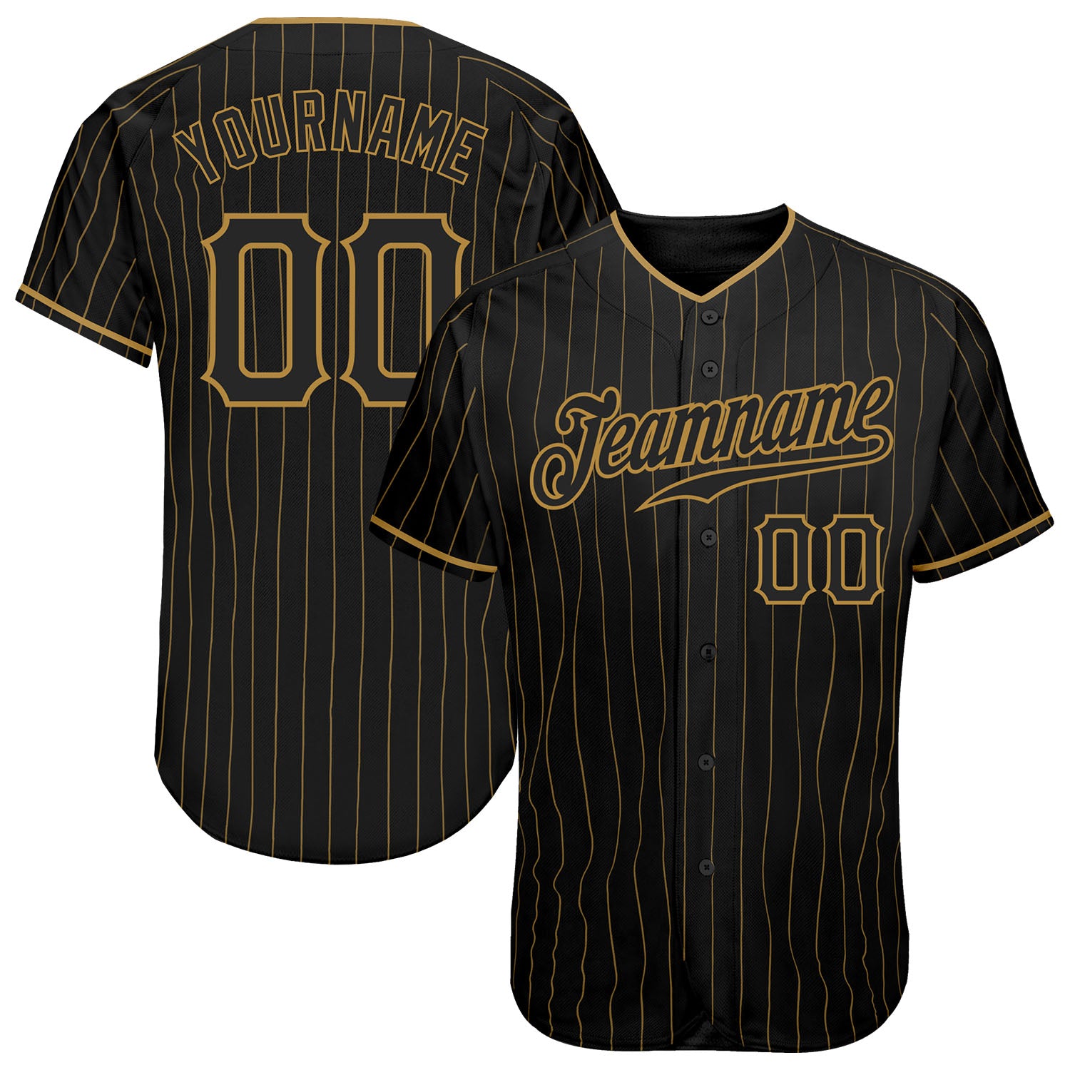Custom Black Pinstripe Baseball Jersey with Personalized Name and Number - Authentic Team Apparel Personalized Black Old