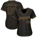 Custom Black Pinstripe Baseball Jersey with Personalized Name and Number - Authentic Team Apparel Personalized Black Old
