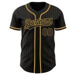 Personalized Black Pinstripe Baseball Jersey with Old Gold Details - Custom Name or Number Option Personalized Black Old
