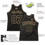 Custom Name and Number Personalized Black Gold Pinstripe Basketball Jersey - Authentic Team Wear Personalized Black Old Gold
