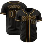 Personalized Black and Gold Pinstripe Baseball Jersey for Men and Women Personalized Black Old Gold Pinstripe Black-Old Gold