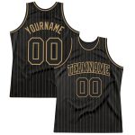 Personalized Black and Gold Basketball Jersey with Pinstripe Design - Custom Apparel Personalized Black Old Gold Pinstripe