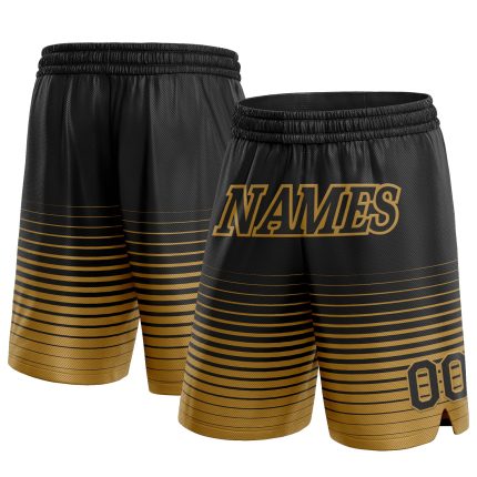 Personalized Black Gold Pinstripe Fade Basketball Shorts for Fashion Enthusiasts Personalized Black Old Gold Pinstripe Fade