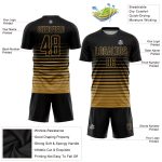 Custom Soccer Jersey with Personalized Name and Number, Black Old Gold Pinstripe Fade Fashion Uniform Personalized Black